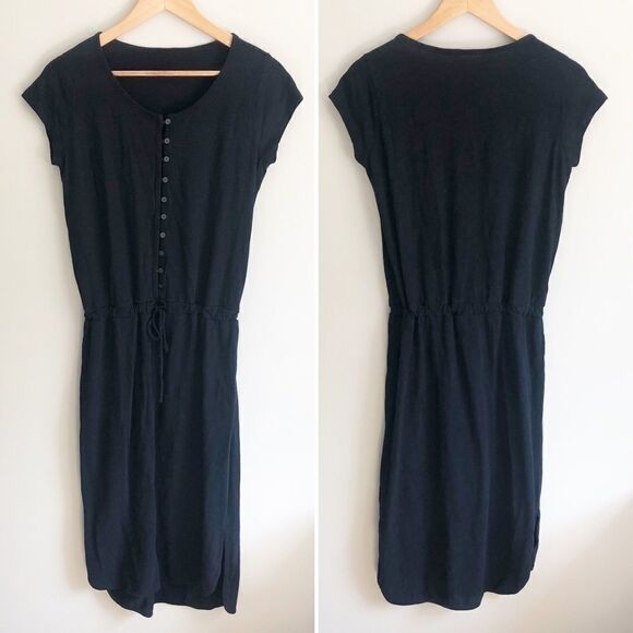 Button-up Navy Midi Dress - Picture 1 of 6
